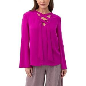NEW TRINA TURK picabella lace-up top in pink
